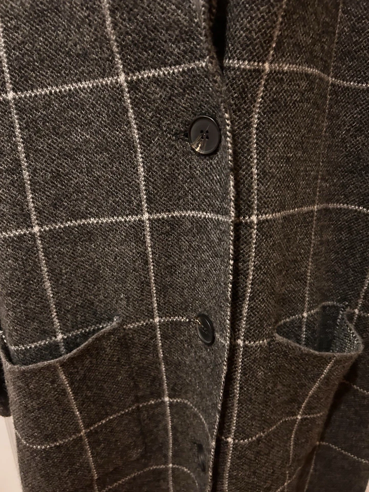 Anthropologie свитер пальто 3 кнопки серый клетку большой шерсти смесь низкая доставка! - Изображение 4 из 4