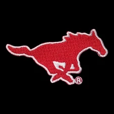 Southern Methodist SMU Mustangs Vintage Style Logo Patch. Embroidered. Iron On.