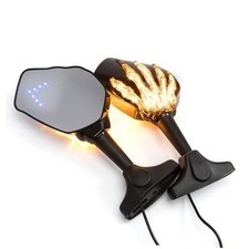 Sport Bike Motorcycle Side Mirrors with Led Turn Signal Skull Skeleton Hand