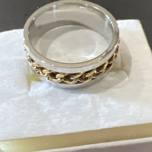 Two Tone Mens Ring Size 9.5 - Picture 7 of 12