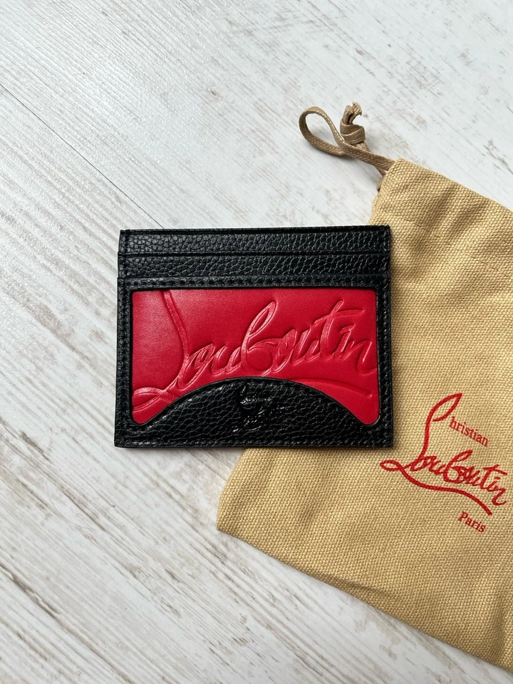 Porta-Cartões Christian Louboutin Couro Preto Vermelho Logotipo Composto Placa - Imagem 2 de 4
