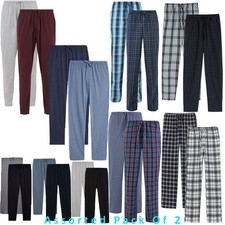 2 Pack M&S Mens Brushed Fleece Pyjama Check Flannel Bottoms Cotton PJ's Trousers