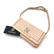 Versace Greca Medusa Shoulder Wallet Pink Leather 2Way Clutch Bag PD0688