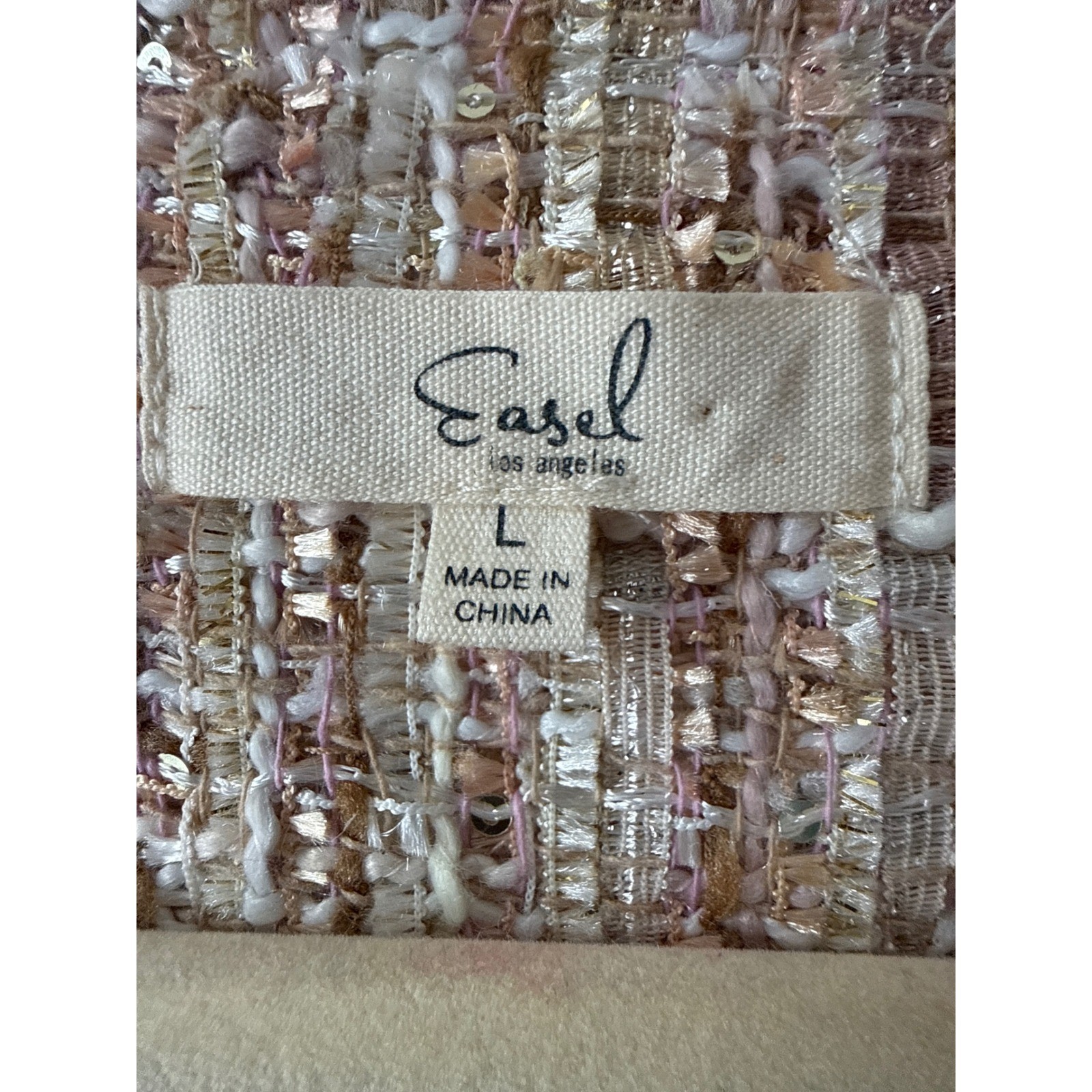 Easel Boucle Pearl Sequin Jacket Size Large Preppy Chic Coquette Elle Woods image 6