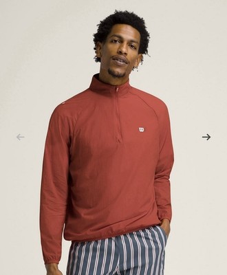 WILSON M Player Half-Zip Wind Shell  Men s L Color Firewhirl