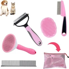 Dog Grooming Kit - Deshedding Brush for Short Hair, 5 In 1, A-Pink 5 Kits 