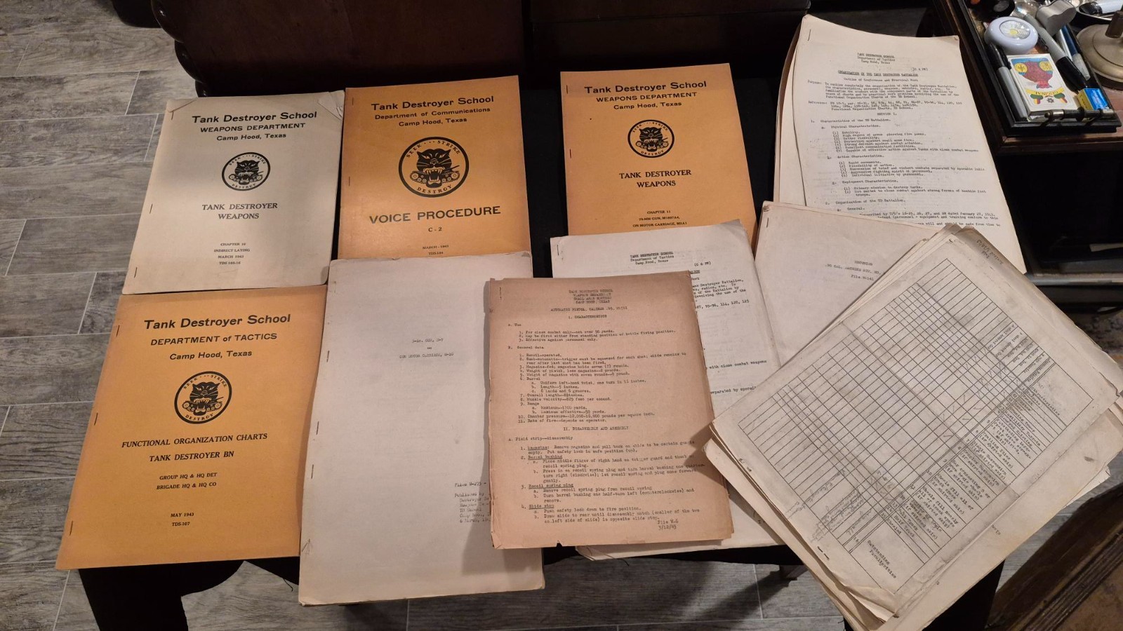 US WW2 Tank Destroyer Unit documents & Manual lot