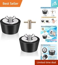 2-Pack Weather-Resistant Rubber Pool Plugs with T-Handle for Winter Protection