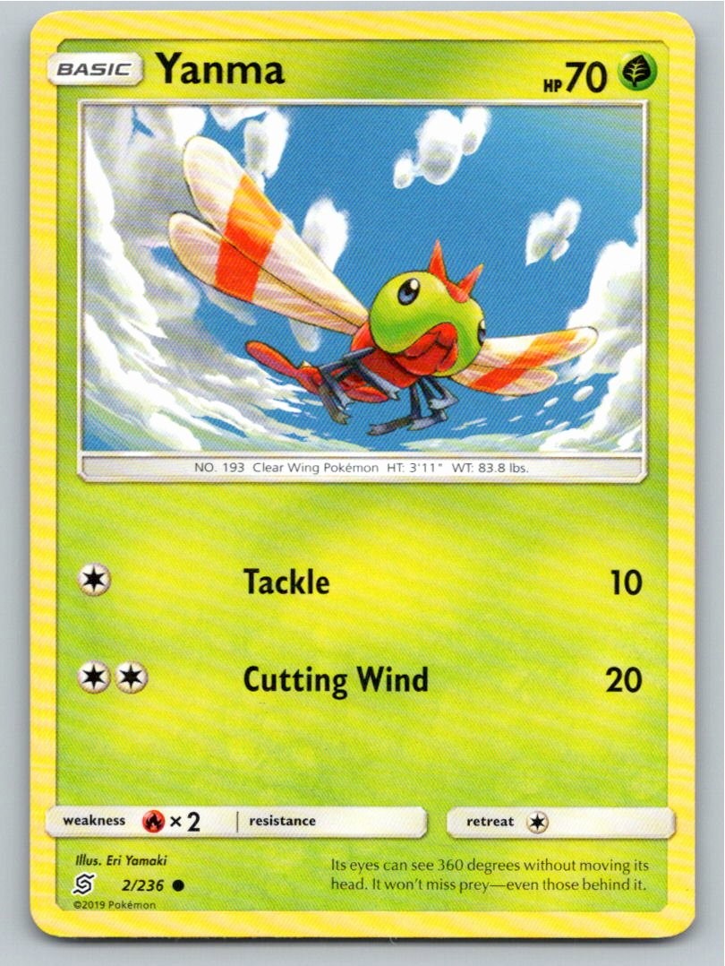 2019 POKEMON YANMA UNIFIED MINDS 2/236 COMMON NM A49386 FREE S&H