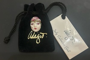 Vintage “July Calendar Girl” Adagio Brooch Hand-Painted Porcelain With Crystals