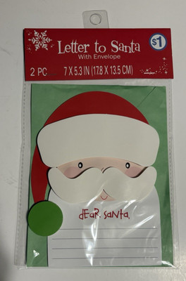 Dear Santa Christmas Letter To Santa With Envelope - New In Package
