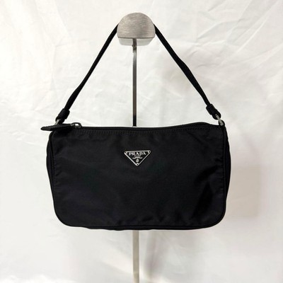 PRADA Nylon Triangle Logo Black Women's Shoulder Bag Authentic Handbag
