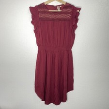 DOLAN Left Coast Anthropologie Tansy Smocked Midi Wine Red Dress Womens Small P