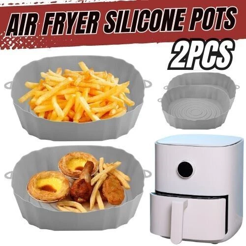 Air Fryer Silicone Pot Baskets Liners Non-Stick Safe Oven Baking Tray Mats(2PCS)