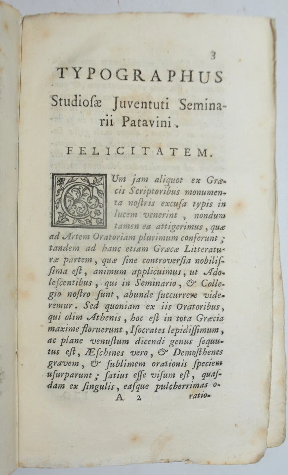 ORATORI GRECI - ediz. 1765 - TESTO GRECO - Immagine 3 di 4