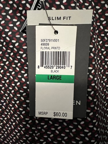 Van Heusen Never Tuck Button Down Shirt Men L 16-16.5 Long Sleeve Slim Fit NWT - Picture 2 of 4