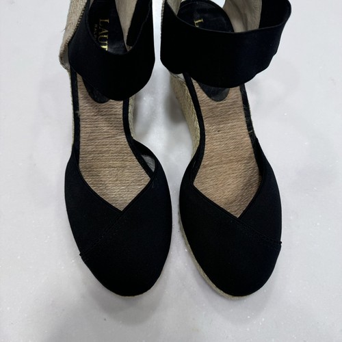 Sandales compensées noires neuves lauren Ralph Lauren femme taille 7,5B Charla espadrille - Photo 8/10