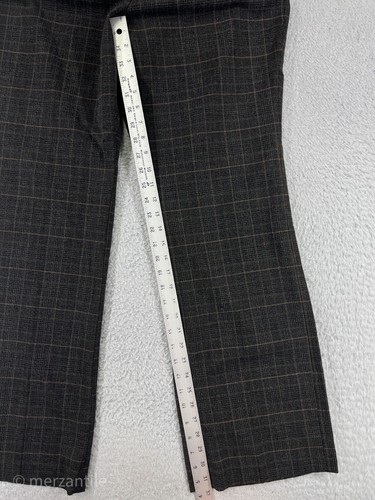 Ellen Tracy Pants Womens 14 Gray Beige Plaid Polyester Blend Stretch Pockets - Picture 11 of 15