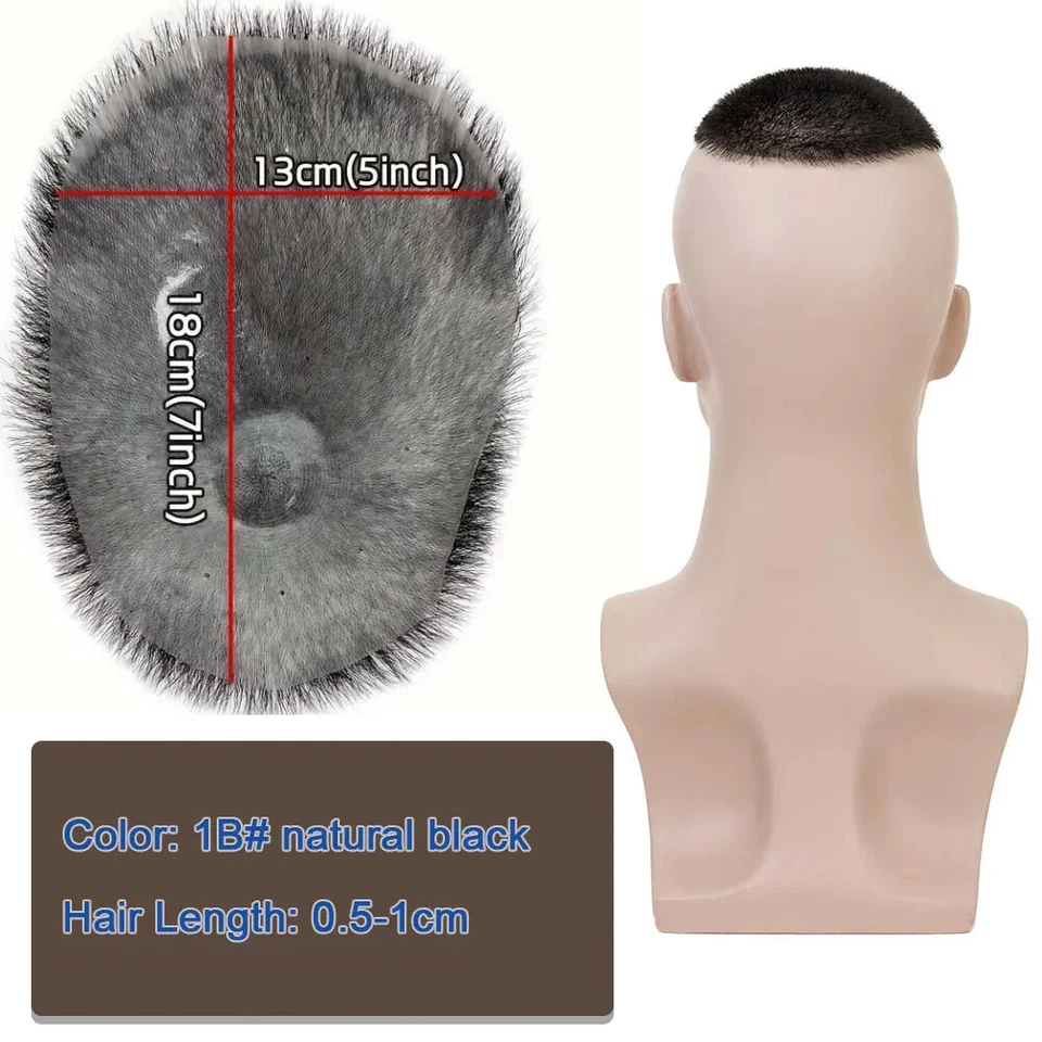 LIQUIDACIÓN Peluca de pelo corto corte zumbido para hombre con base de PU tupée peluca de pelo humano Foto 3 de 4