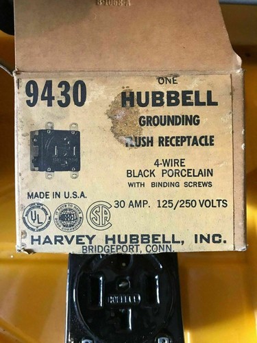 NEW Hubbell 4-Wire 30A Grounding Cord Grip Cap Plug 9431 & Flush Receptacle 9430 - Picture 7 of 11