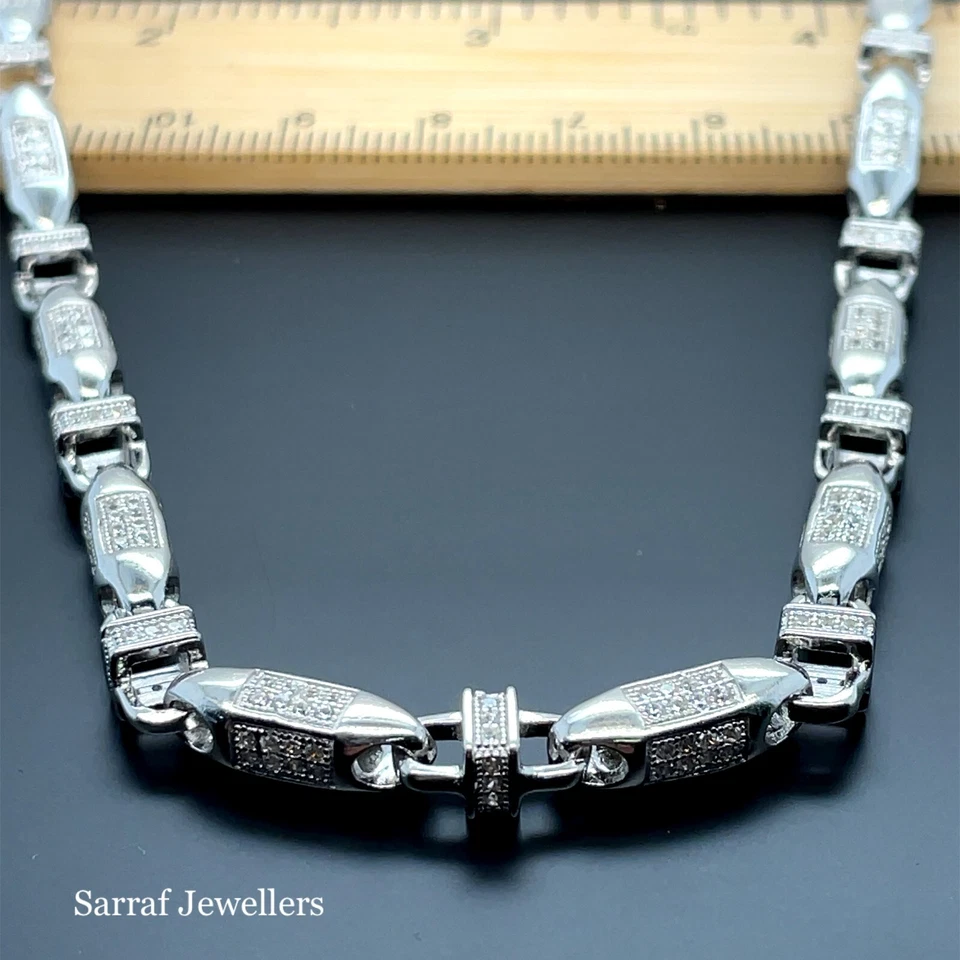 Collar de cadena de bloque de plata de ley 925 maciza de 5 mm pesado para hombre 32" nuevo 69 gr Foto 4 de 4