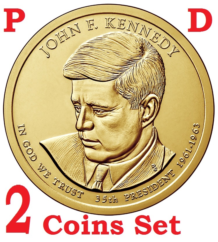 2 coins set 2015 D P President John F Kennedy JFK Presidential $1