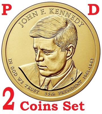 2 coins set 2015 D P President John F Kennedy JFK Presidential $1