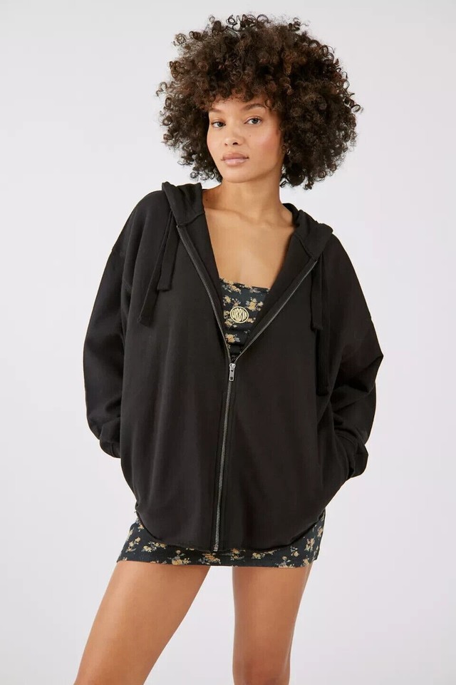 Urban Outfitters UO Don’t Call Me ZipUp Sweatshirt Jacket Top Black S