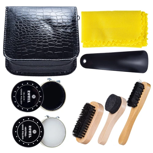 Schuhputzsets für braunes8-teilig mit einem glatten und eleganten Holzbürsten...