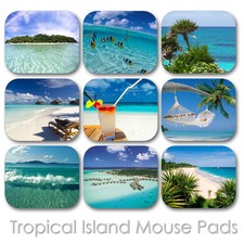 TROPICAL ISLAND OCEAN SAND PALMS SUN VACATION CUSTOM MOUSE PAD MOUSEPAD  TM-01 