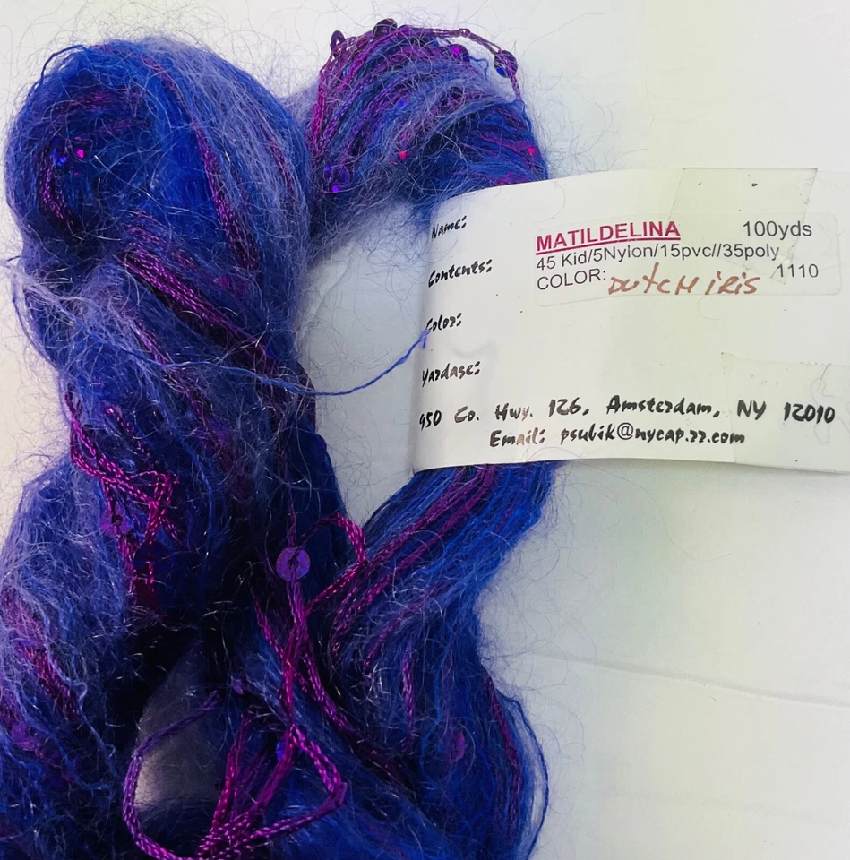 Great Adirondack Hand Painted Yarn Unit of 1 Matildelina MohairSequinsNew Purple - Image 2 of 4