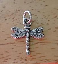 Sterling Silver xSmall 15x14mm Cute 3D Dragonfly Charm