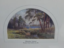 Original Vintage mounted Print E Haslehust Norfolk Broads c1915 Wroxham Broad