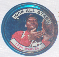 Vintage Topps Baseball Coin Chewing Gum Metal Bottle Cap LEON WAGNER