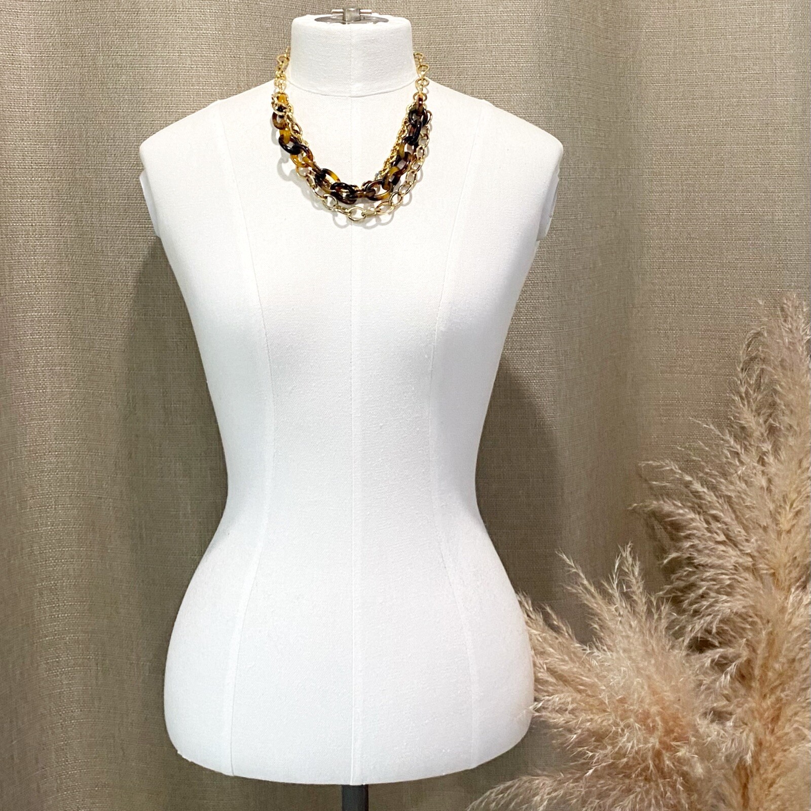 A.V Max Multi Layer Chain Statement Necklace Gold… - image 1