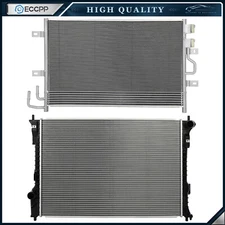 Aluminum Radiator & AC Condenser Cooling Kit For 2013 2014-2017 2018 Ford Flex