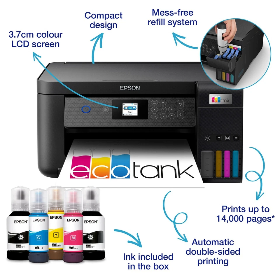 Epson EcoTank ET-2851/ET-2850 Wi-Fi All-In-One Sublimation Inkjet Photo Printer - Image 3 of 4