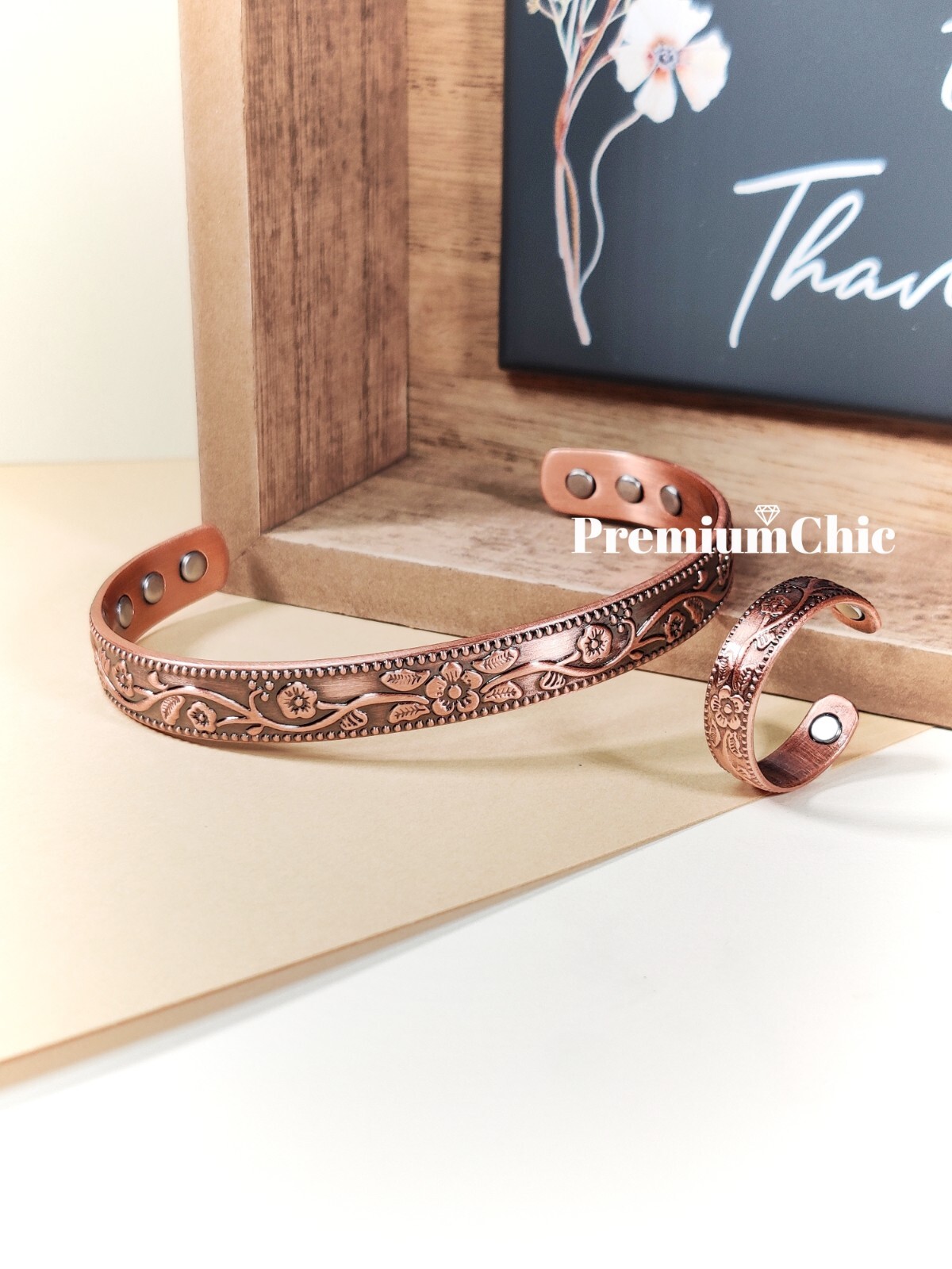 PURE COPPER Bracelet & Ring Arthritis Pain Therapy Energy