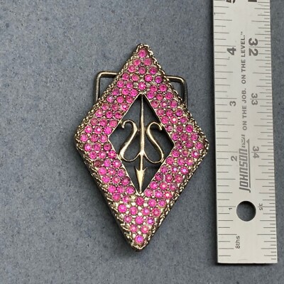 Diamond Swirl Belt Buckle Barbie Pink Rhinestone Silver  display picture 3