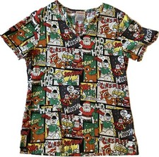 Rudolph The Red Nosed Reindeer Scrub Top Women's XS Christmas Cartoon
