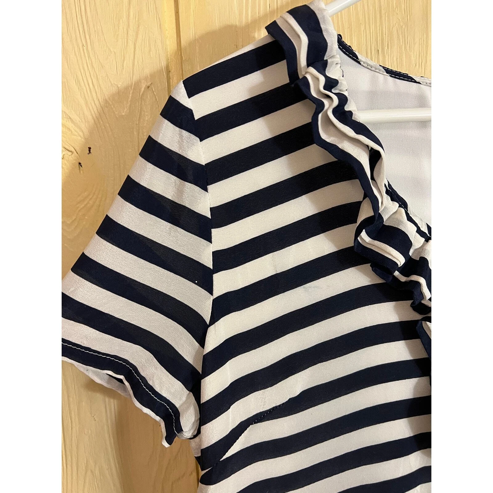 Mini ABITO Kate Spade taglia 4 seta blu navy righe cambio tasche foderato nautico piccolo