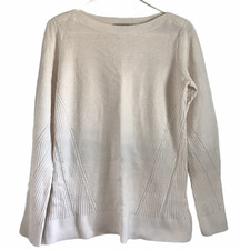 Loft Womens Pullover Knit 100 Cotton Lightweight Sweater Ivory Medium