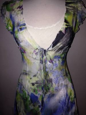 Robe 2 Pièces Komarov En Chiffon Plissé - Taille S (4-6), Imprimé Multicolore - Neuf Sans étiquettes, Occasion Cocktail