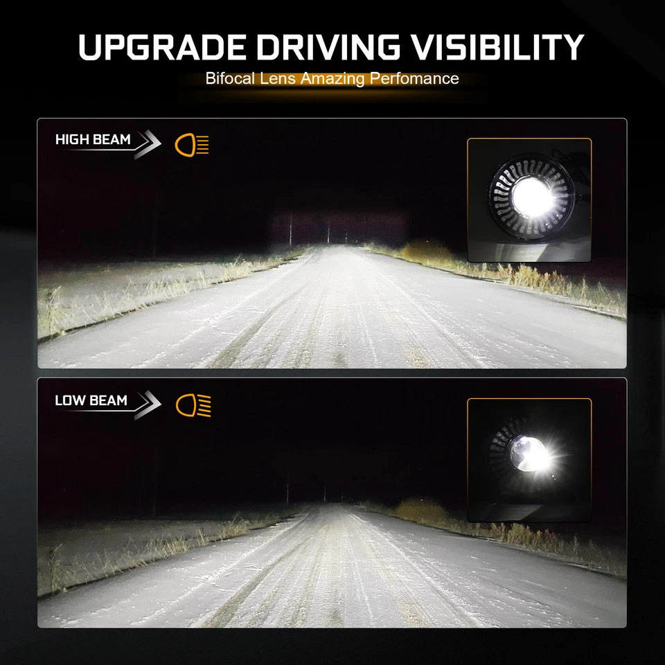 For Dodge D100 D150 D200 D300 W100 W200 W300 Pickup Pair 7" inch LED Headlights - Image 3 of 4