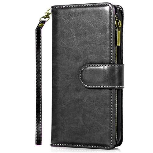 Pour Galaxy A36 5G Étui Faux Cuir Portefeuille Carte ID Fermeture Éclair Porte Monnaie Housse - Photo 6 sur 13