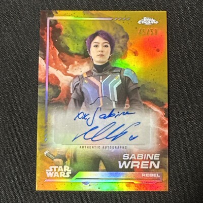 Sabine Wren Natasha Liu Bordizzo 2024 Chrome Star Wars # Gold Auto /50 R3-245