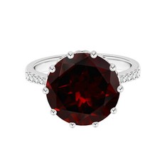 Multi Prong Set Round Garnet 925 Sterling Silver Solitaire Accents Women Ring