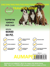 100/500 TAPPETINI ASSORBENTI PER CANI 60x60 O 60X90 TRAVERSE PANNOLINI AUMAPET