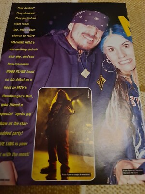 Vintage ROBB FLYNN VANESSA WARWICK MACHINE HEAD A4 POSTER RAW MAGAZINE CLIPPING 