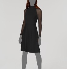 INC International Concepts Womens Black Mock Sleeve Cocktail Sweater Dress Sz S